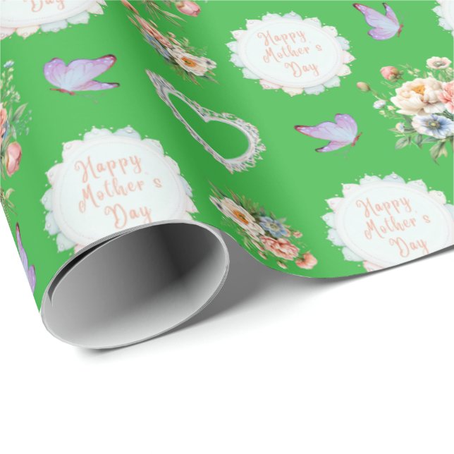 "Muttertag der Glücklichen Grün Geschenkpapier (Rolleneckpunkt)