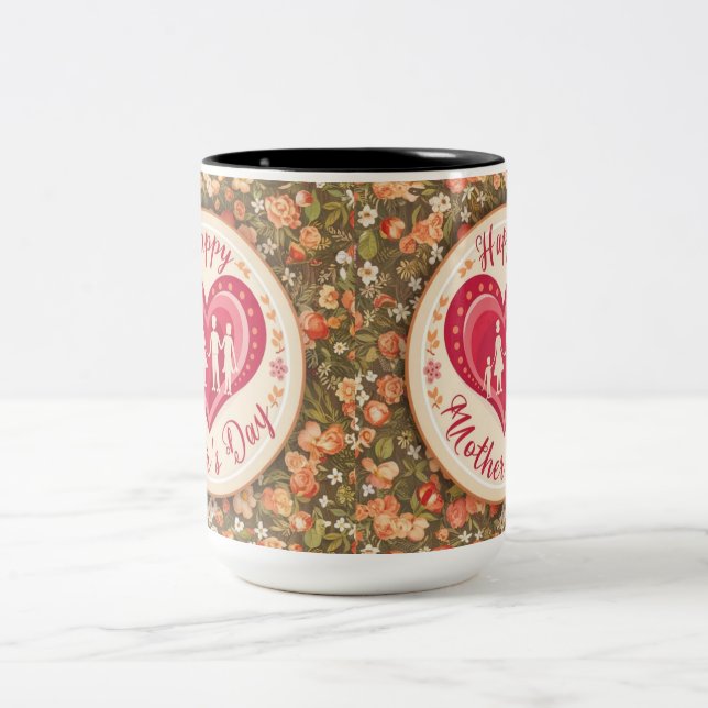Muttertag der Herzwärmung Zweifarbige Tasse (Mittel)
