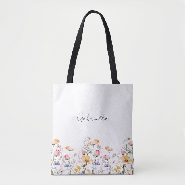 Muttertag der Wasserfarbe Wildblume Tasche (Vorderseite)