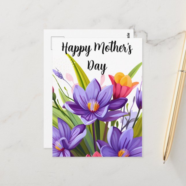 Muttertag der Wildblume Postkarte (Vorderseite/Rückseite Beispiel)