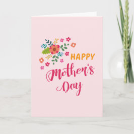 "Muttertag des Glücks" Niedliche Blumenrosa-Illust Karte