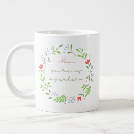 Muttertag floral grüne Superheldin-Mutter Jumbo-Tasse