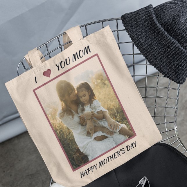 Muttertag Foto Tote Tasche | Personalisiertes Gesc (Von Creator hochgeladen)
