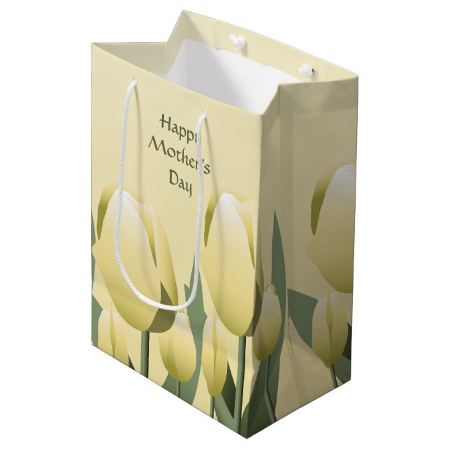 Muttertag Frühlingsgelbe Tulissen Med Mittlere Geschenktüte (Vorderseite Schrägansicht)