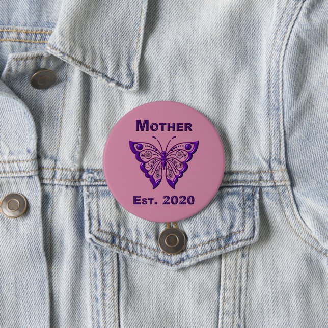 Muttertag für Mutter "Est 2020" Button (Beispiel)
