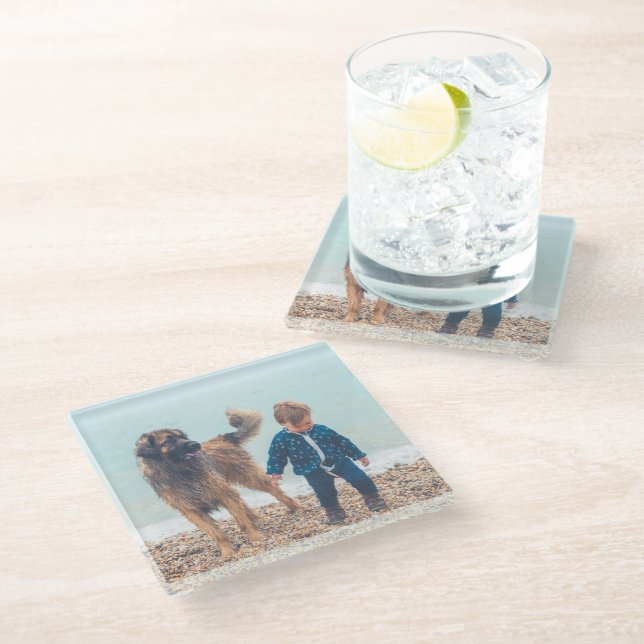 Muttertag Geschenk Personalisiertes Foto Glas Unte Glasuntersetzer (Schrägansicht)