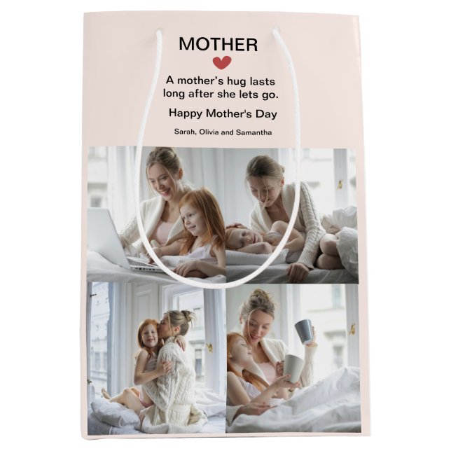 Muttertag Geschenktasche mit FotoCollage Mittlere Geschenktüte (Vorderseite)