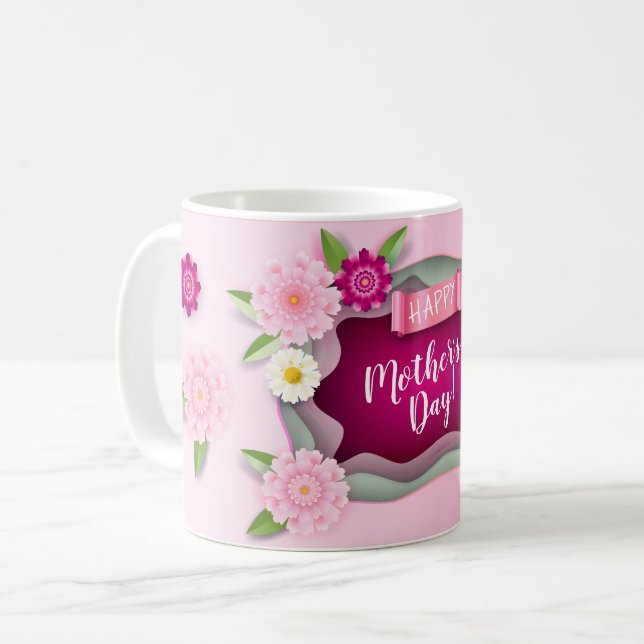 Muttertag - Geschenktasse Blumenbeete Ornament Kaffeetasse (Vorderseite Links)