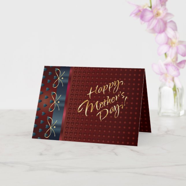 Muttertag Gold Briefe Elegante Lila Herzen Karte (Orchidee)