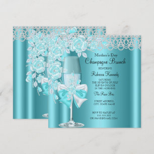 Muttertag Hübsche Aquamarine Rose Champagne Brunch Einladung