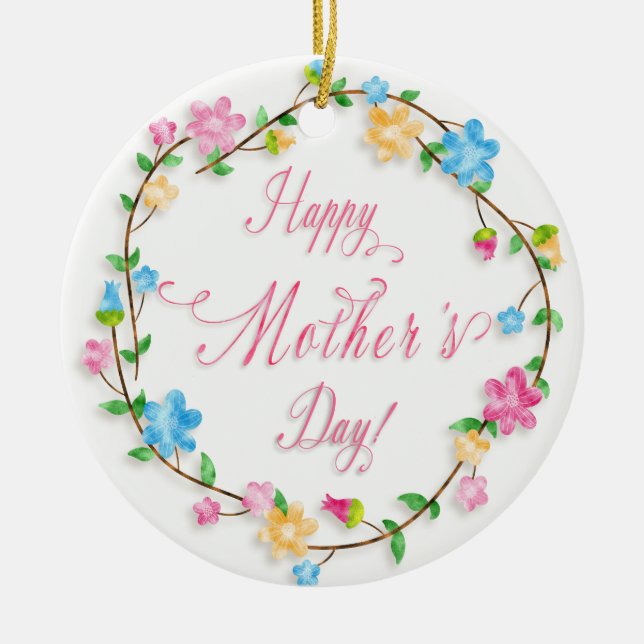 Muttertag - Hübscher Frühling Florals Wreath WA Keramikornament (Vorne)