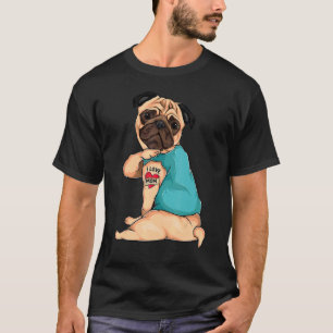 Muttertag Hund Mops I Liebe Mama Tattoo T-Shirt
