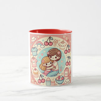 Muttertag, Kawaii und süße Kirsche Tasse