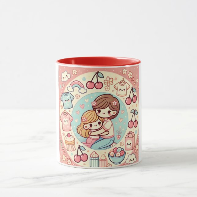 Muttertag, Kawaii und süße Kirsche Tasse (Zentrum)