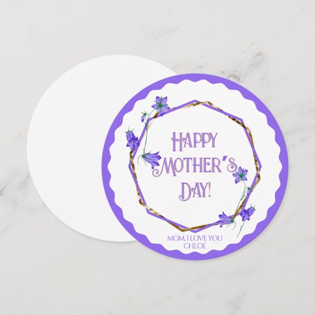 Muttertag - Lila Blumen und Gold - Karte (Vorne/Hinten)