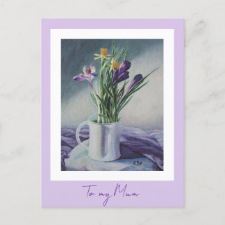 Muttertag lila Vintage Blume Malkunst Postkarte