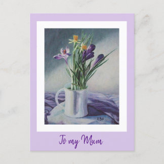 Muttertag lila Vintage Blume Malkunst Postkarte