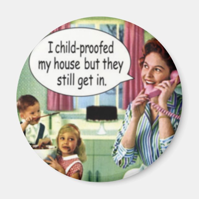 Muttertag Lustiger Retro-Hausfrau Magnet (Vorne)