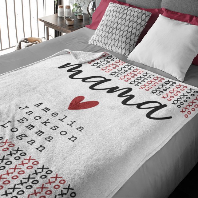 Muttertag Mama Kinder Namen XOXO Fleecedecke (Von Creator hochgeladen)