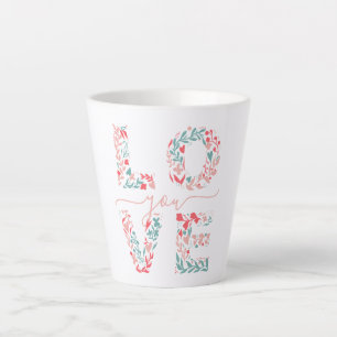 Muttertag Mama Liebe Dich Floral Elegantes Skript Milchtasse