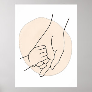 Muttertag Minimalistische Eltern-Kind-Linienkunst Poster