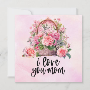 Muttertag mit rosa Blumen Feiertagskarte