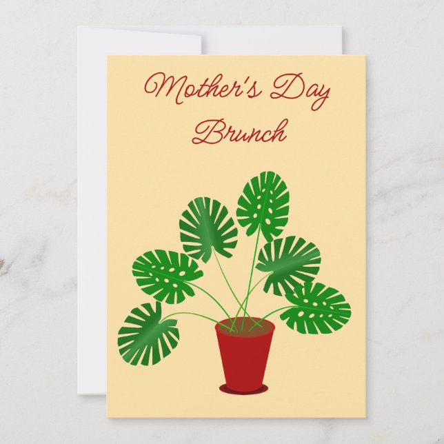 Muttertag Monstera Pflanze Custom Brunch Einladung (Vorderseite)