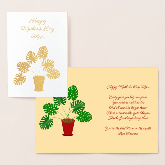 Muttertag Monstera Pflanze Custom Folienkarte (Anzeige)