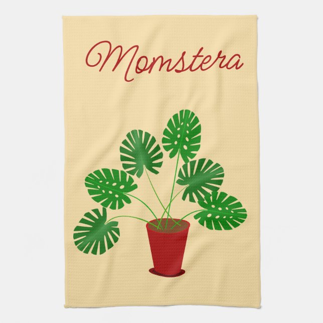 Muttertag Monstera Pflanze Geschirrtuch (Vertikal)