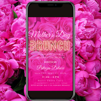 Muttertag Neon Pink Rose Einladung