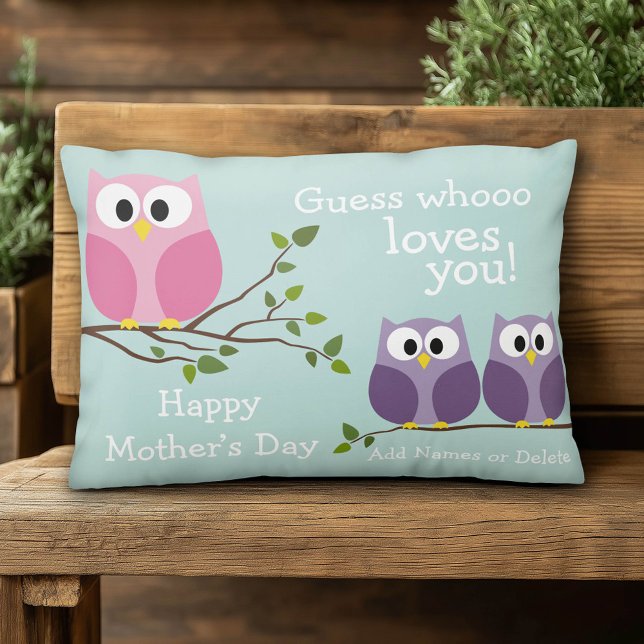 Muttertag - Niedliche Eulen Zierkissen (Custom Mother's Day Pillow)