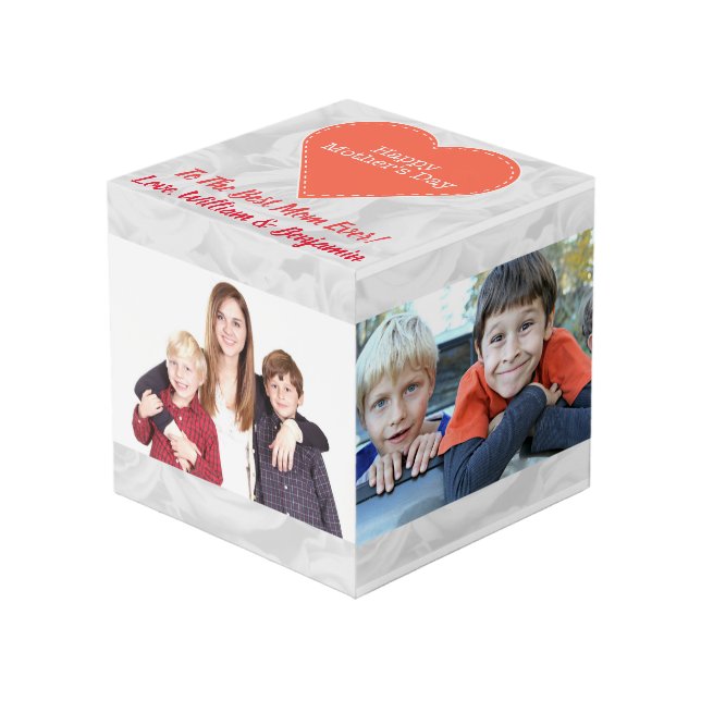 Muttertag Niedliche FotoCollage 4 Bilder Würfel (Vorderseite Schrägansicht)