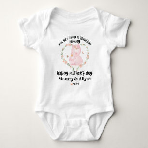 Muttertag Niedliche Personalisierte rosa Blumensch Baby Strampler