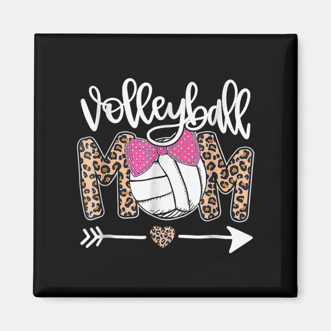 Muttertag Niedliche Volleyball Mama Leopard Fun Ba Magnet (Vorne)