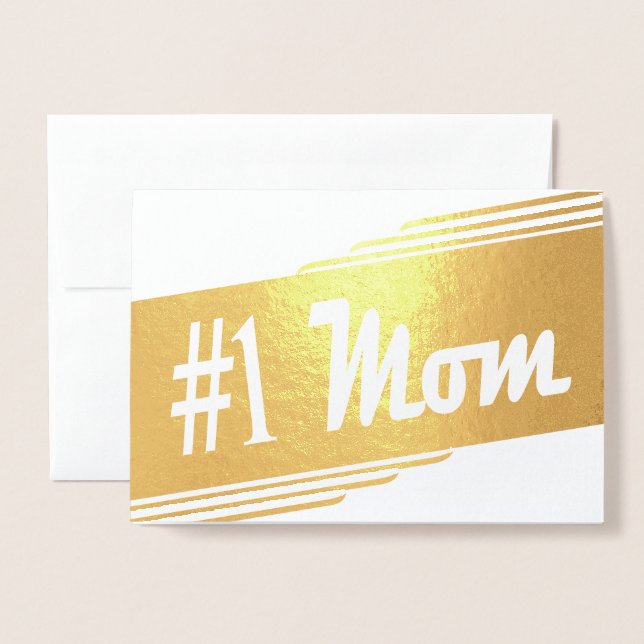 Muttertag Nummer Eins Mama Vintag Folienkarte (Vorderseite mit Umschlag)