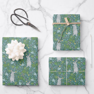 Muttertag Ostern Weißer Hase im Frühling Garten Geschenkpapier Set