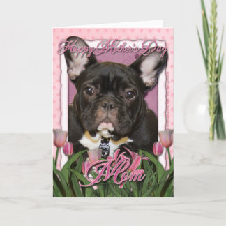 Muttertag - Pink Tulips - Französischer Bulldog -  Karte
