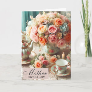 Muttertag Rosa Rosen-Teetasse Karte