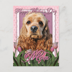 Muttertag - Rosa Tulips - Cocker Spaniel Postkarte