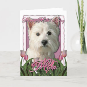 Muttertag - Rosa Tulips - Westie Karte
