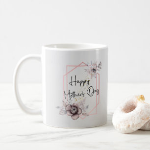 Muttertag Rosa und Grau Floral mit Foto Kaffeetasse