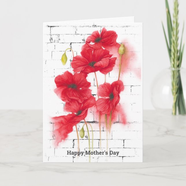 Muttertag Roter Mohn auf Brick Karte (Vorderseite)