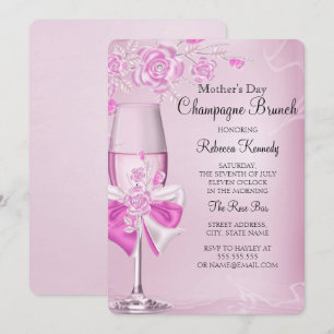 Muttertag Schöner Rosa Rosen Champagner Brunch Einladung