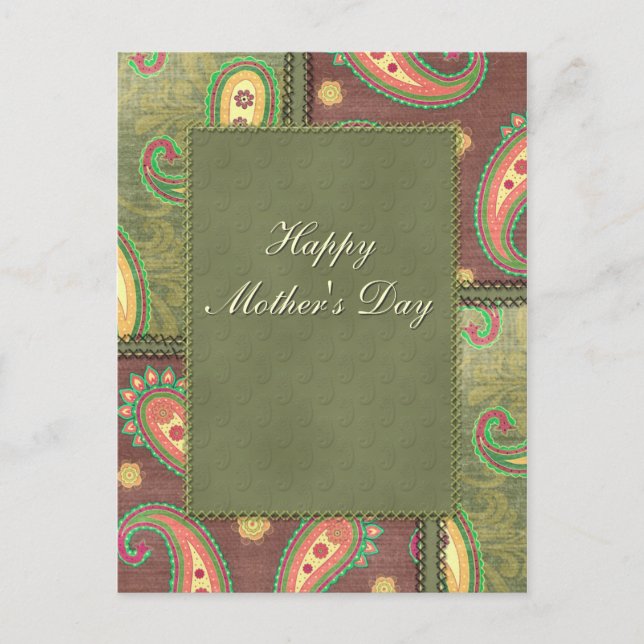 Muttertag - schönes Paisley-Design Postkarte (Vorderseite)