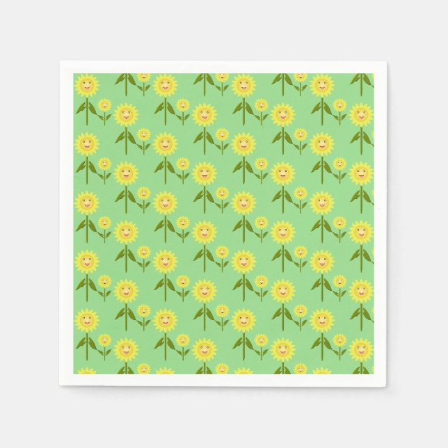 Muttertag Sonnenblumen Gemustert Serviette (Vorderseite)