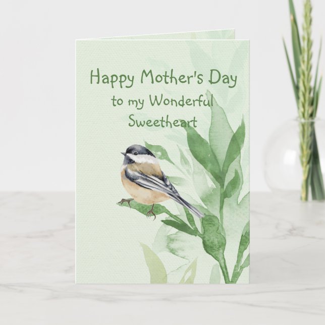Muttertag Sweetheart Chickadee Garden Bird Karte (Vorderseite)