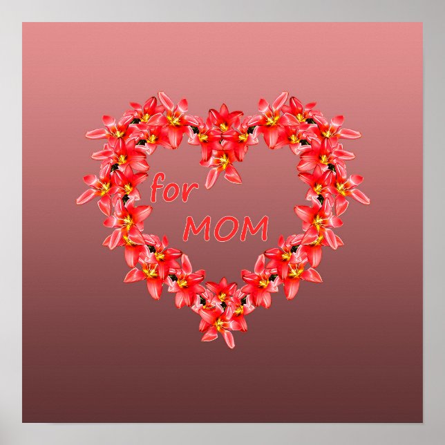 Muttertag - Tulpenherz für MUTTER - Rose |  Poster (Vorne)