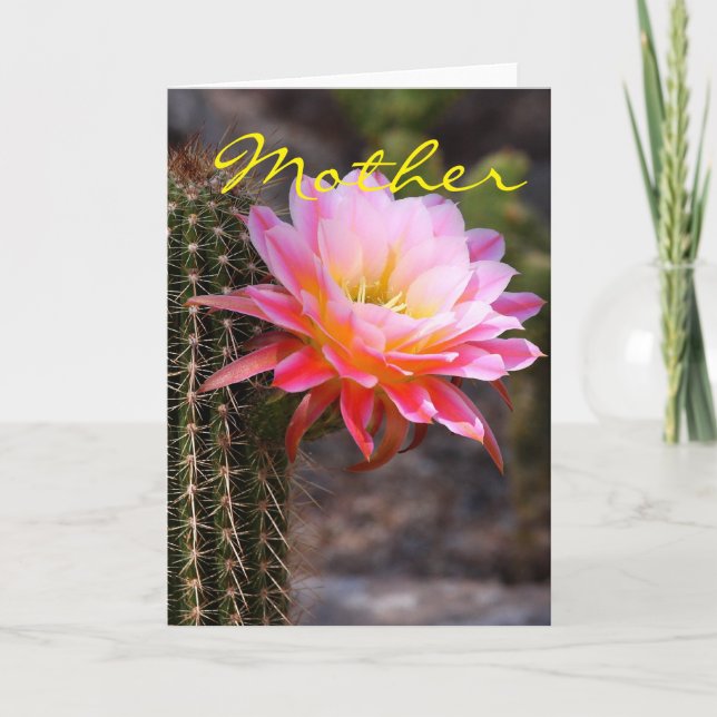 Muttertag und rosa Kaktus Karte (Vorderseite)