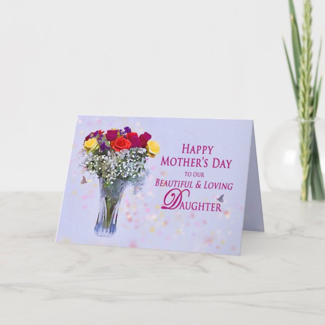 MUTTERTAG, UNSERE TOCHTER - BOUQUET DER ROSE KARTE (Vorderseite)