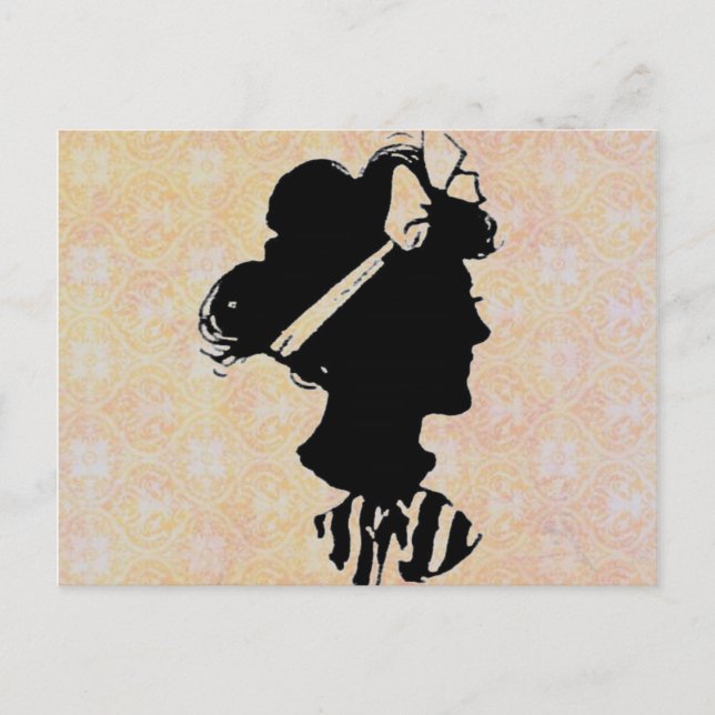Muttertag Vintage weibliche Silhouette Postkarte (Vorderseite)